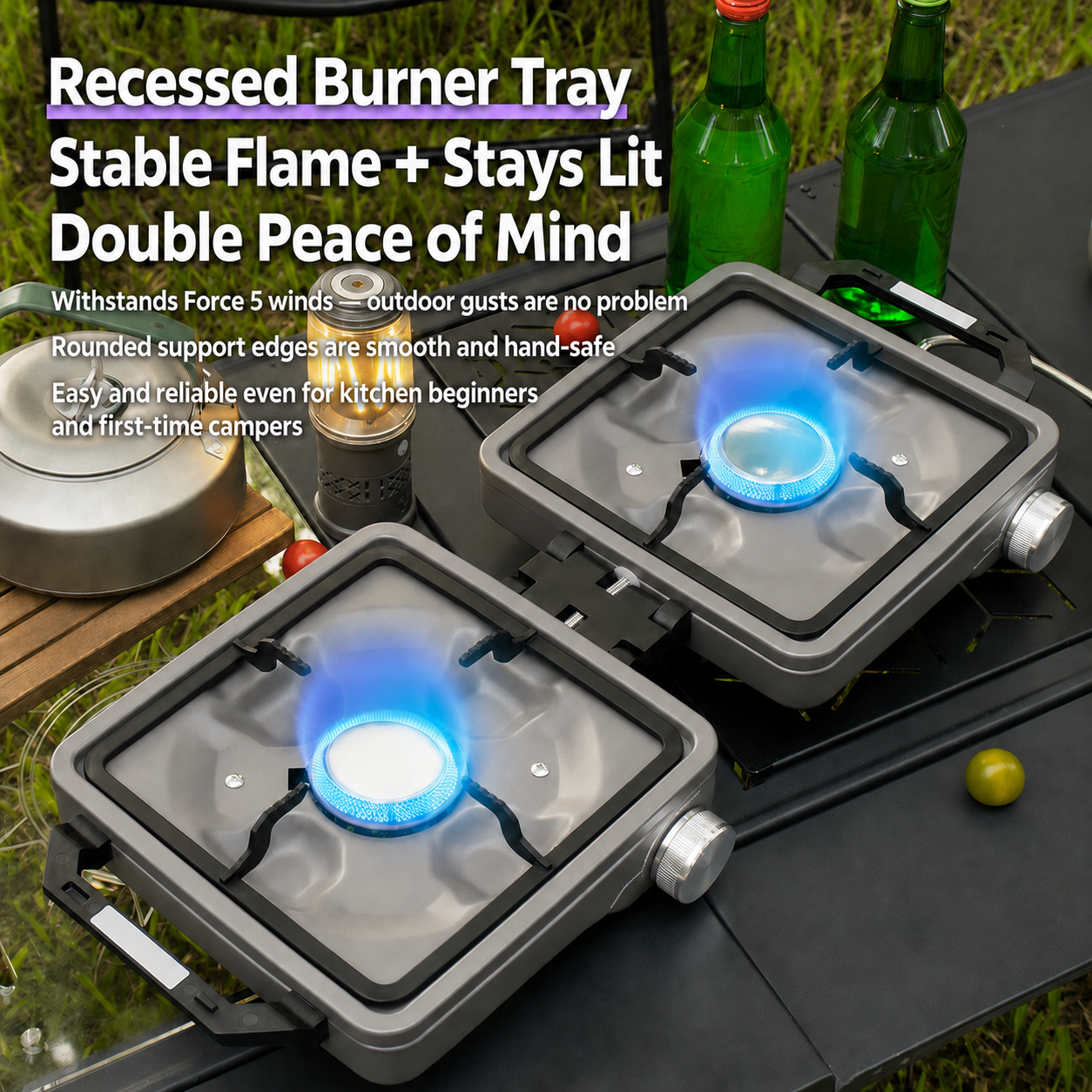 Dual Burner Stainless Steel Camping Stove