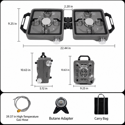 Dual Burner Stainless Steel Camping Stove